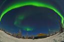 arch aurora over yurt